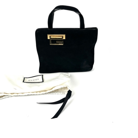 Authentic Vintage GUCCI Suede Black Mini Top Handle Satchel Bag - Picture 3 of 16